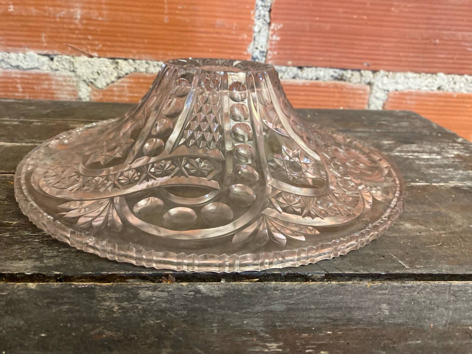 Vintage Cut Glass Fruit Bowl with Chiseled Decoration #D660