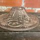 Coupe à Fruits Ancienne Plat En Verre Moulé Décor Ciselé Vintage #D660