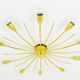 Large brass spider chandelier sun J.T. Kalmar Sonne, flush mount, Austria, 1950s