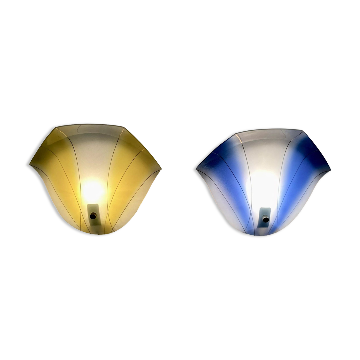 Pair of glass wall lamps Scandinavian design 1950.