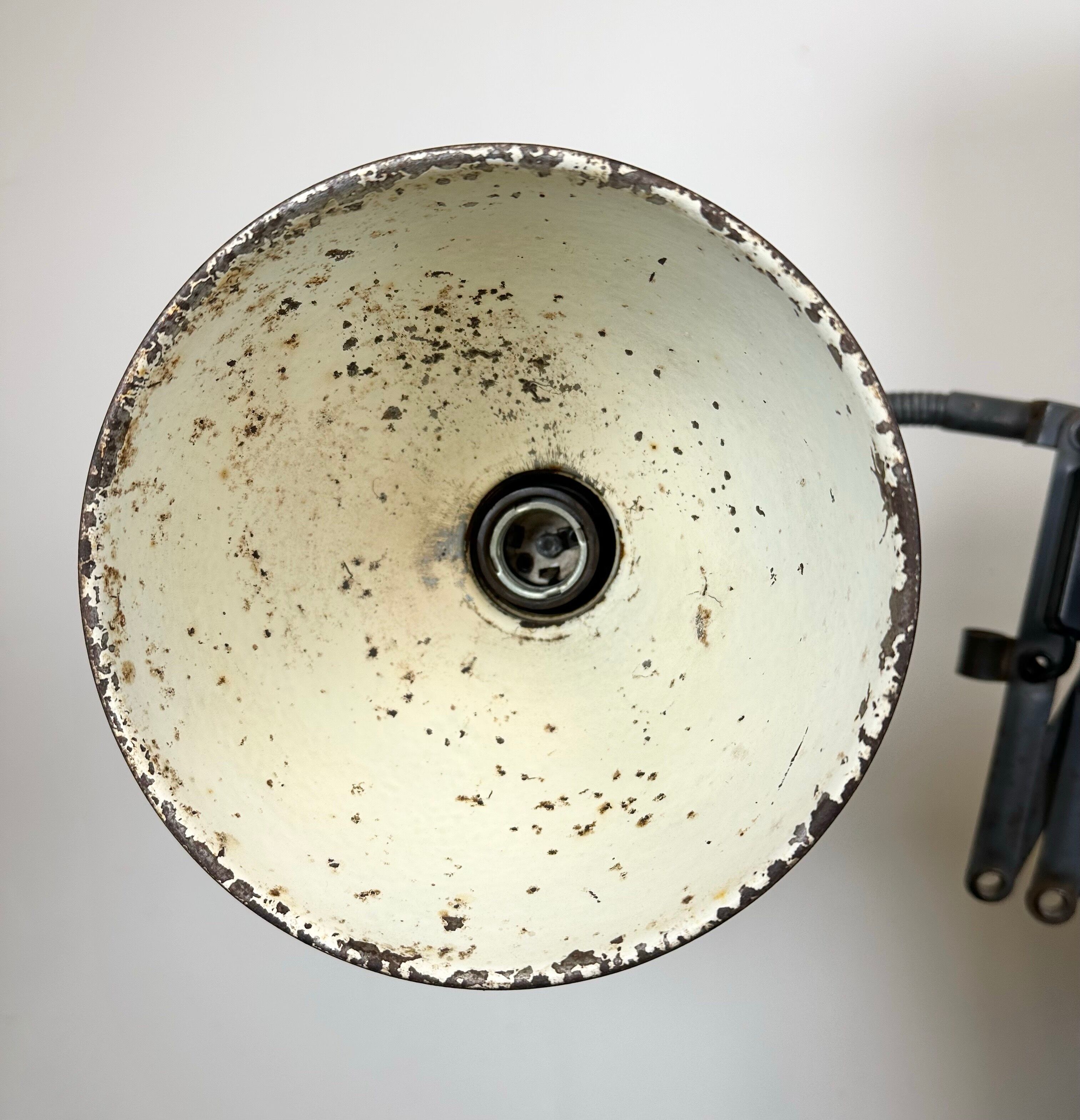 Grey Industrial Scissor Wall Lamp from Elektroinstala, 1960s