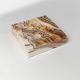 Beige-Black-Brown Marble Ashtray, Italian 1970s Design, Heavy Sculptural Table Decor