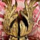 Florentine Renaissance Gilded Iron Acanthus Leaf Candleholders on Carrara Marble Bases, Set of 2