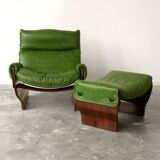 Canada model leather armchair and ottoman by Osvaldo Borsani