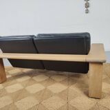 Walter Knoll leather sofa in leather and light oak, 1980