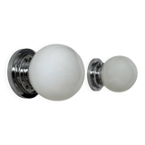 Pair of vintage modernist Art Deco wall lights, chrome and opaline, France