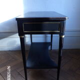 Console style Louis XVI 2 tiroirs patiné noir.