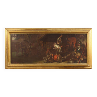 Peinture de scène populaire italienne signée par Mattia Traverso