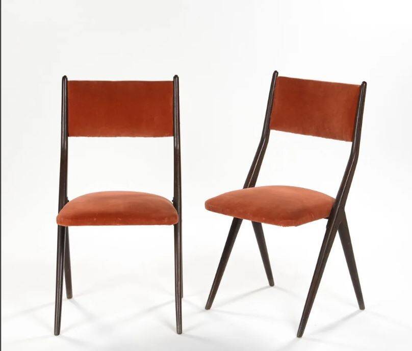 Set of 2 compass leg chairs, Thames model by Gaetano & Alessandro Besana