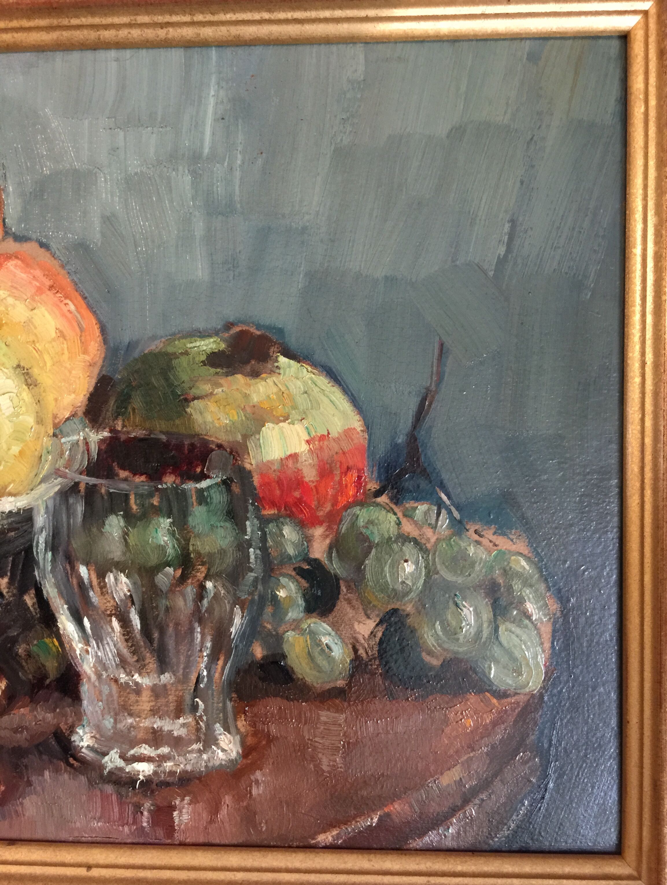 Original oil signed "Dead Nature at the Fruit Cup"