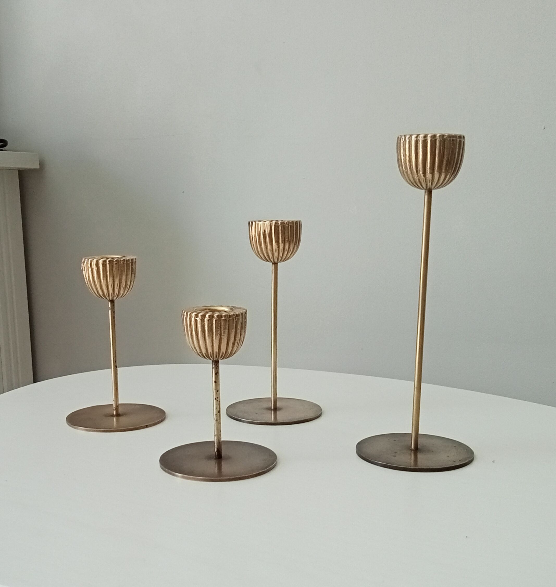 Series of Brass Tulip Candle holders 60s/70s