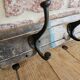 Solid teak coat hook with 4 double cast iron hooks