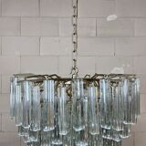 Vintage Italian crystal chandelier Venini Triedi Murano (1960s)