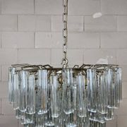Vintage Italian crystal chandelier Venini Triedi Murano (1960s)