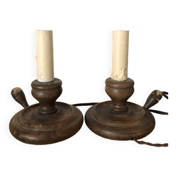 Set of two old candlestick lamps to restore