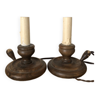 Set of two old candlestick lamps to restore