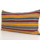 Queen boho woven bedding kilim pillow cover, oversize striped turkish lumbar cushion with anatolian