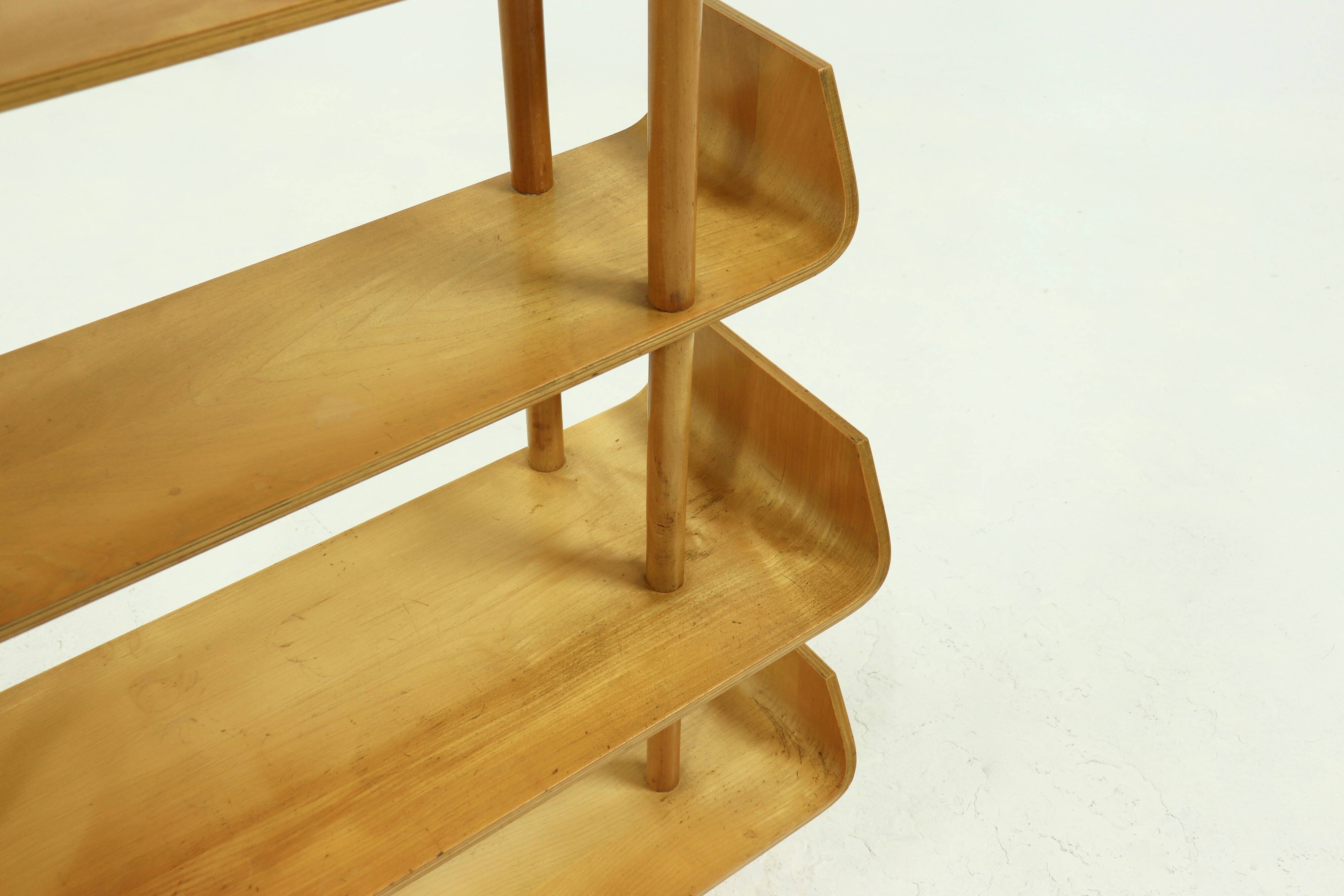 Large Birch Bookcase Shelving Unit by Willem Lutjens for Gouda Den Boer, 1953