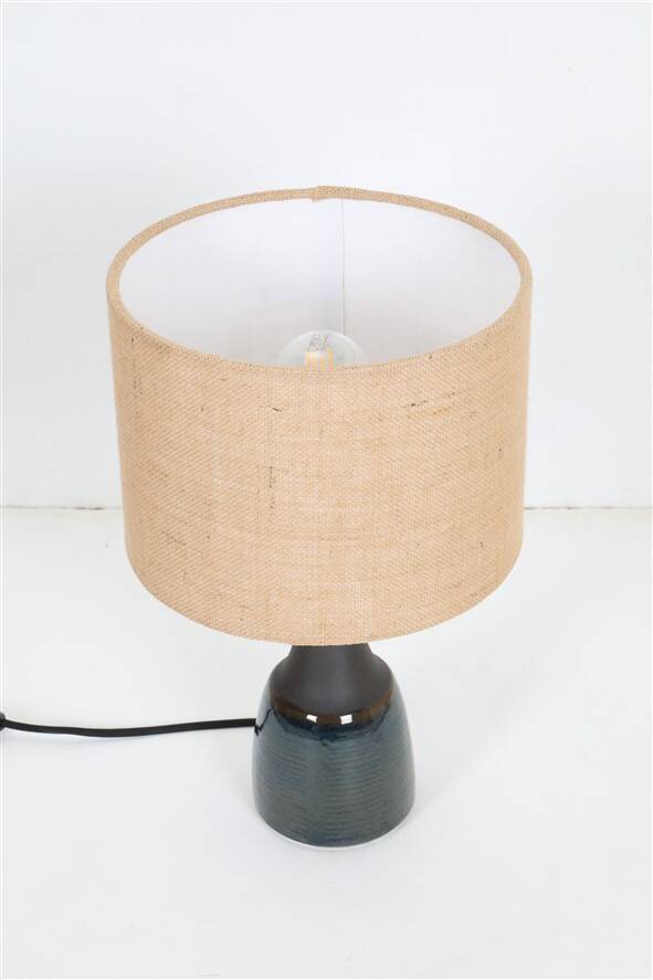 Lampe de table Søholm "1040" avec abat-jour en jute / céramique / style mid-century / design danois moderne / années 1960 / 1970 / Cloos & Co.