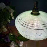 Vintage green and gold Clichy glass lampshade pendant light