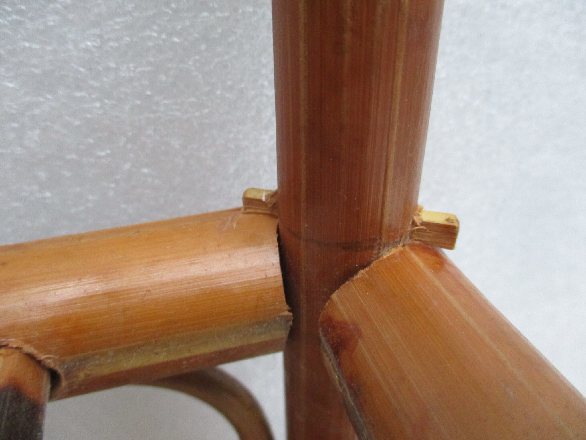 Vintage bamboo coffee table. Marquetry top