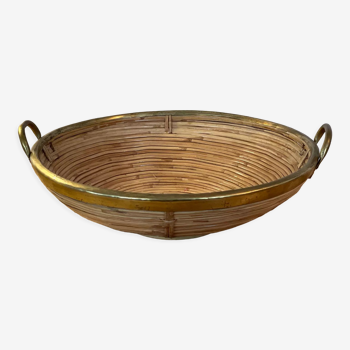 Cane and brass basket 1970