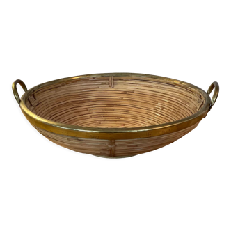 Cane and brass basket 1970