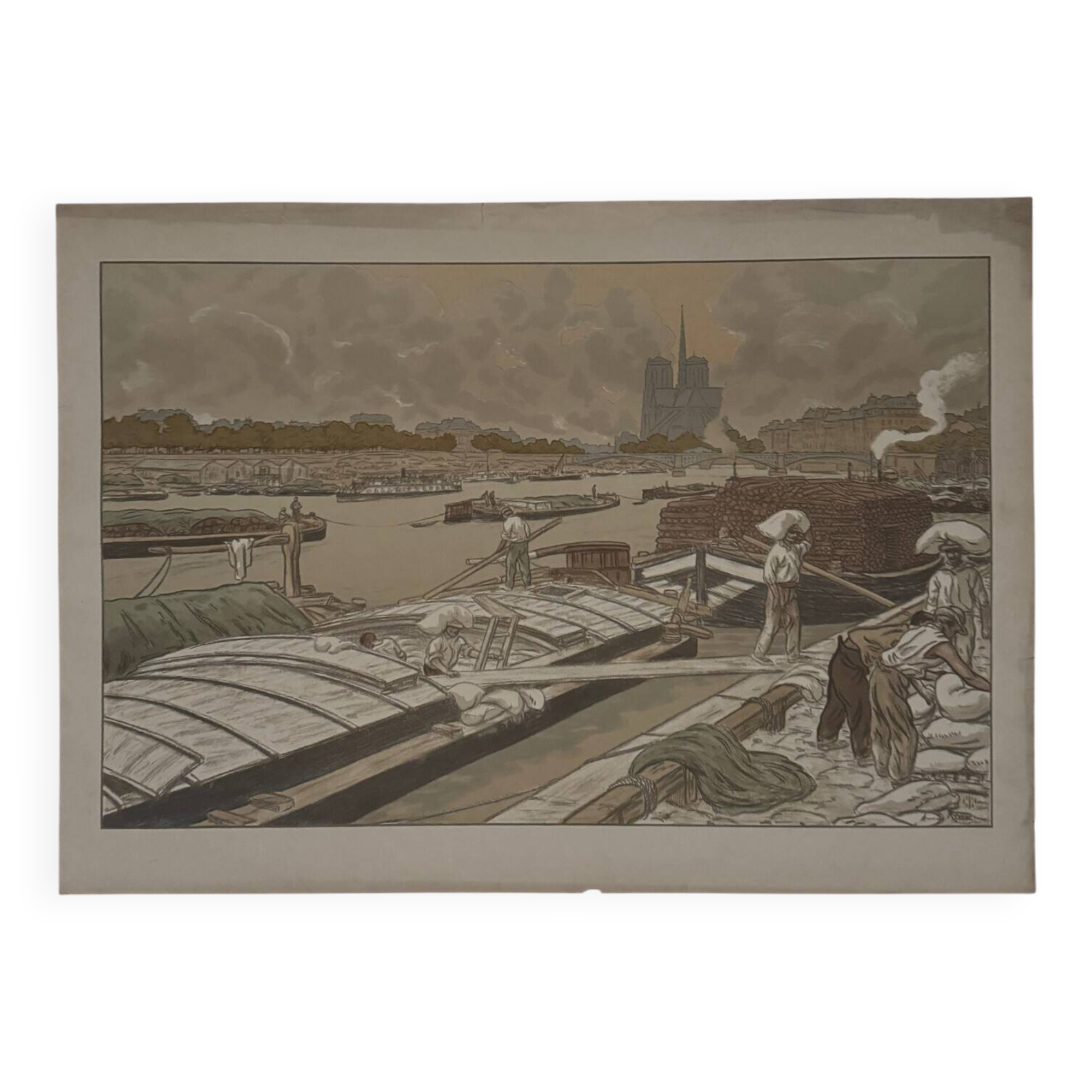 Lithograph by Henri Rivière Parisian Landscapes - Quai d'Austerlitz
