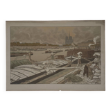 Lithograph by Henri Rivière Parisian Landscapes - Quai d'Austerlitz