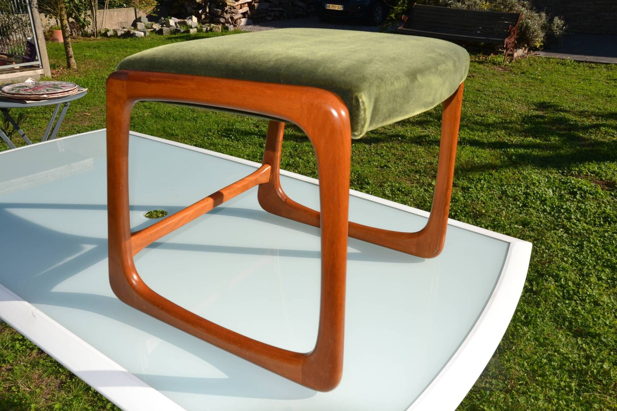 Scandinavian "sledge" chair in teak by Baumann