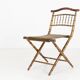 Chaise pliante en faux bambou en bois doré et tissu vert, France vers
