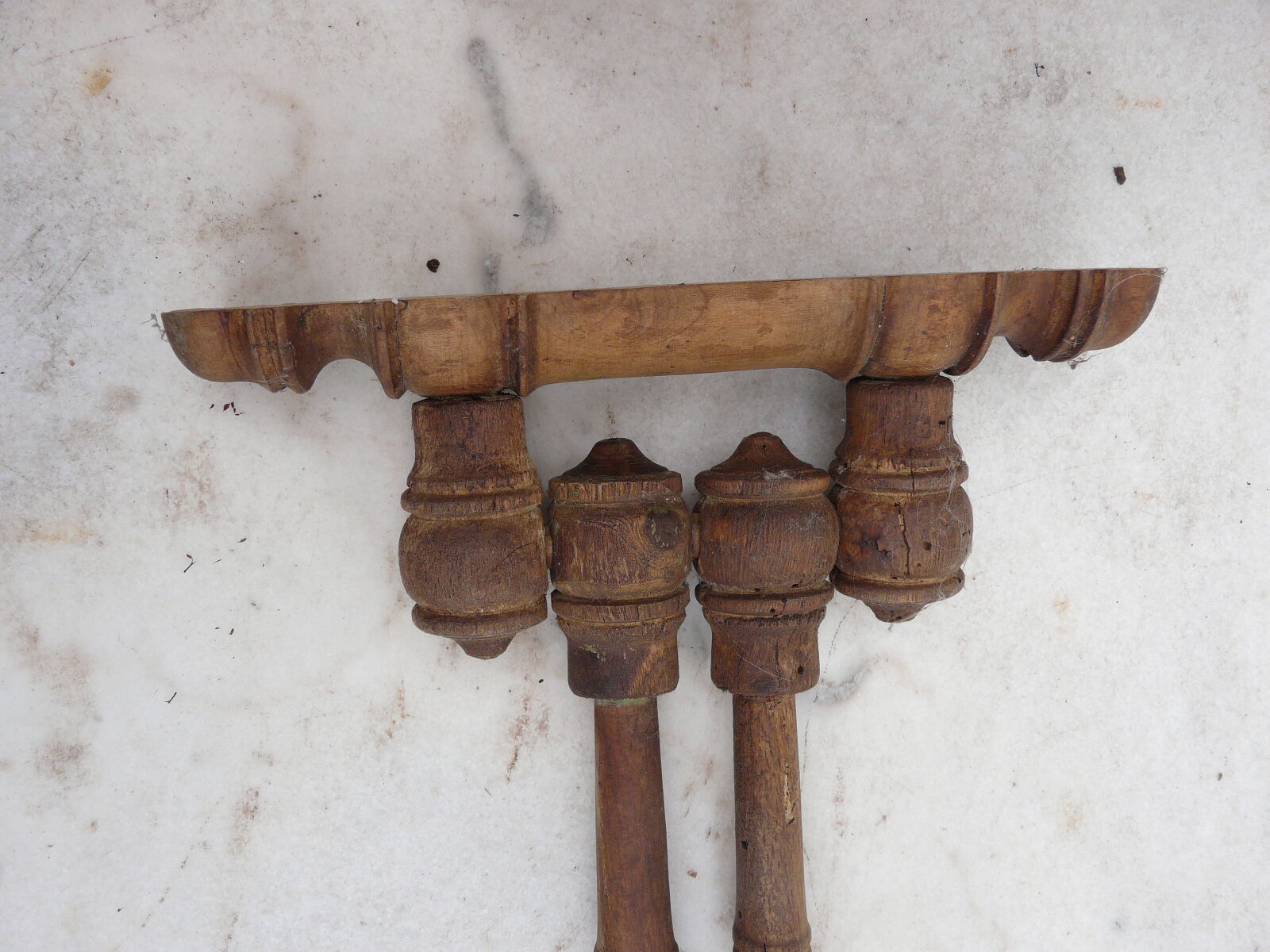 Old wooden towel rack bamboo style 2 arms