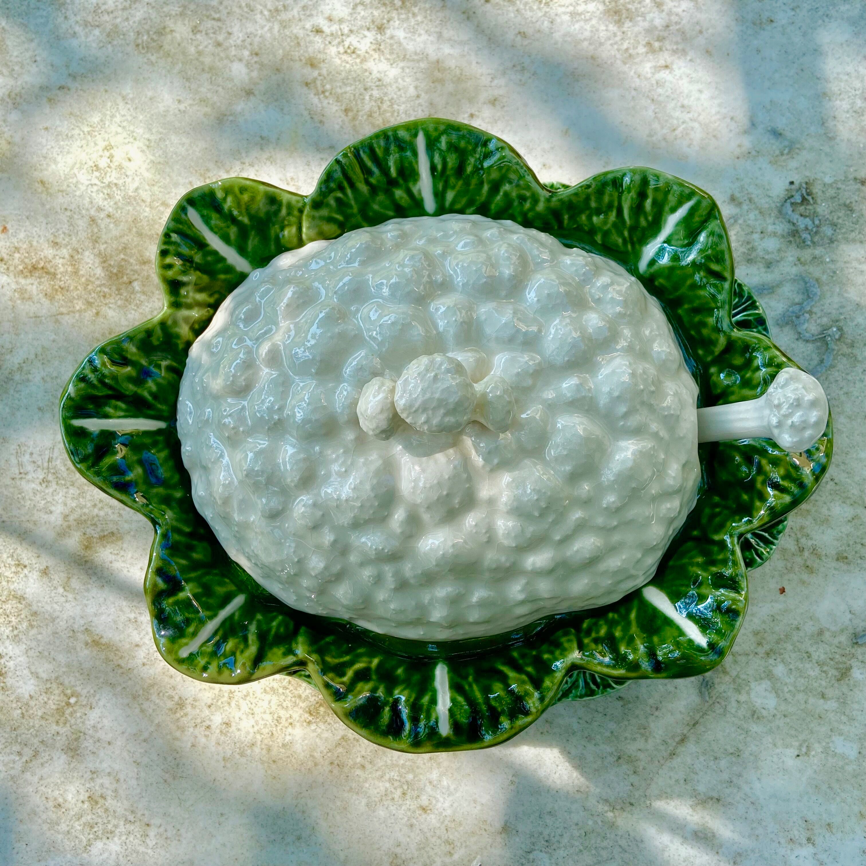 Soupière en faïence - Décor végétal-choux-fleur
