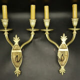 Pair of sconces with palmettes style restoration early 1900