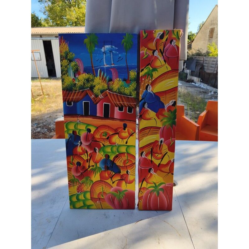 2 tableaux à l'huile sur toile haïtienne