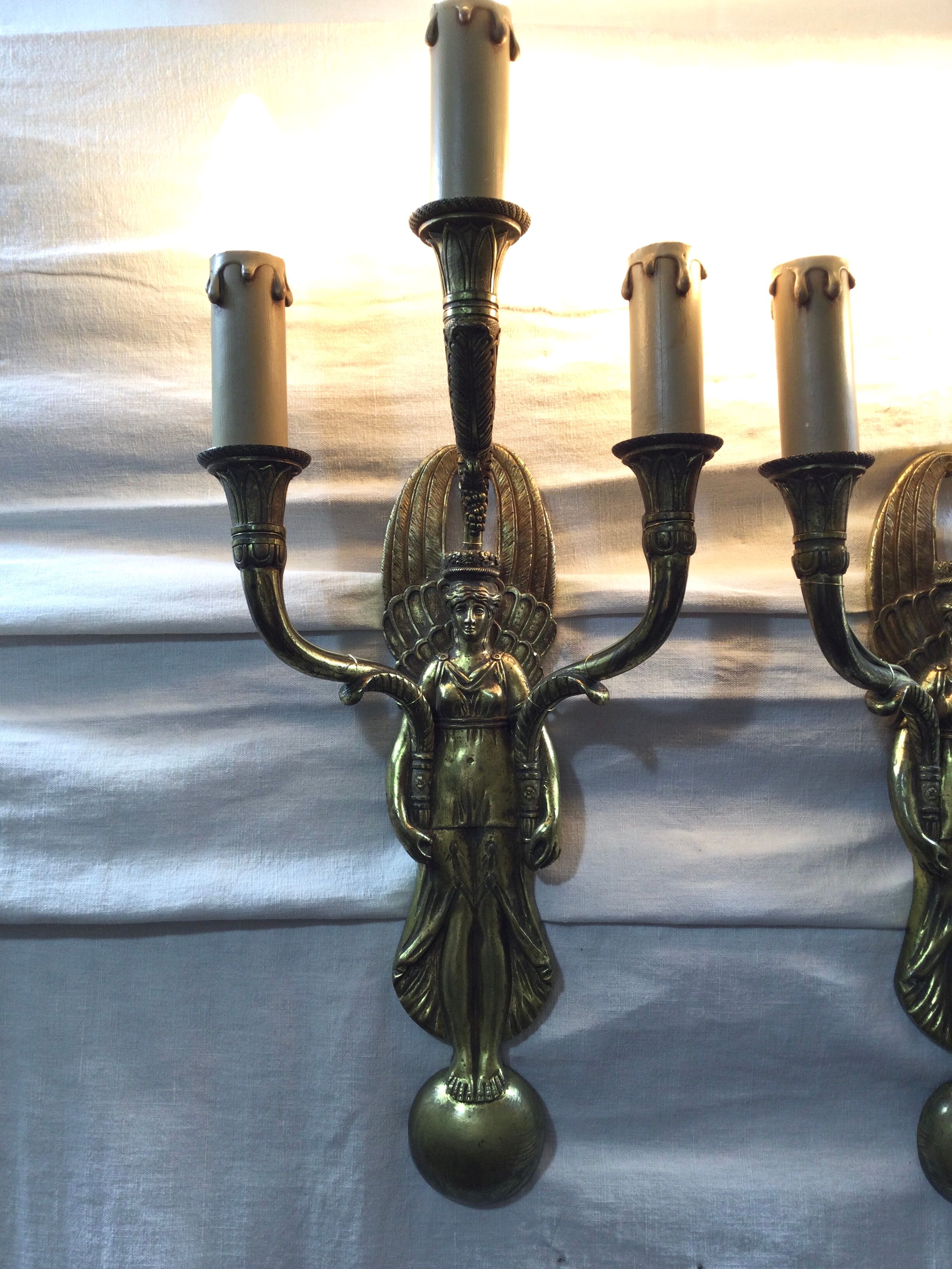 Pair of bronze empire sconces