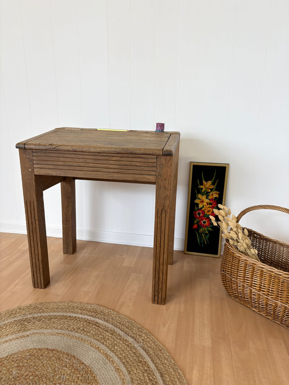 Solid oak school desk