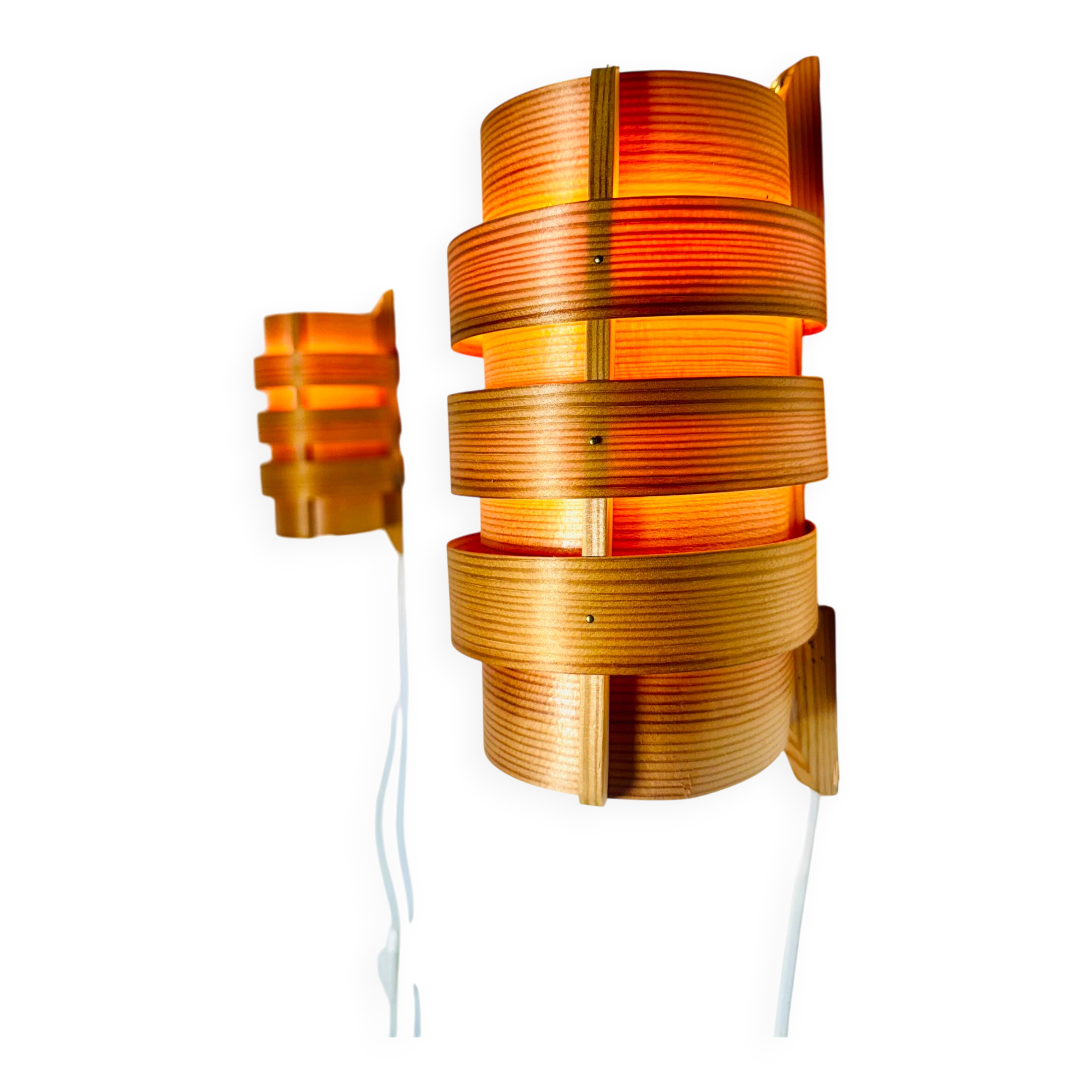 Set Of Curved Pine Veneer Wall Lamps By Hans-Agne Jakobsson For Markaryd, Sweden 1960S