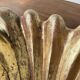 Immense wooden plate 1900 shell with golden patina