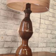 pair of 1960s Scandinavian lamps in solid varnished wood and veneered lampshades