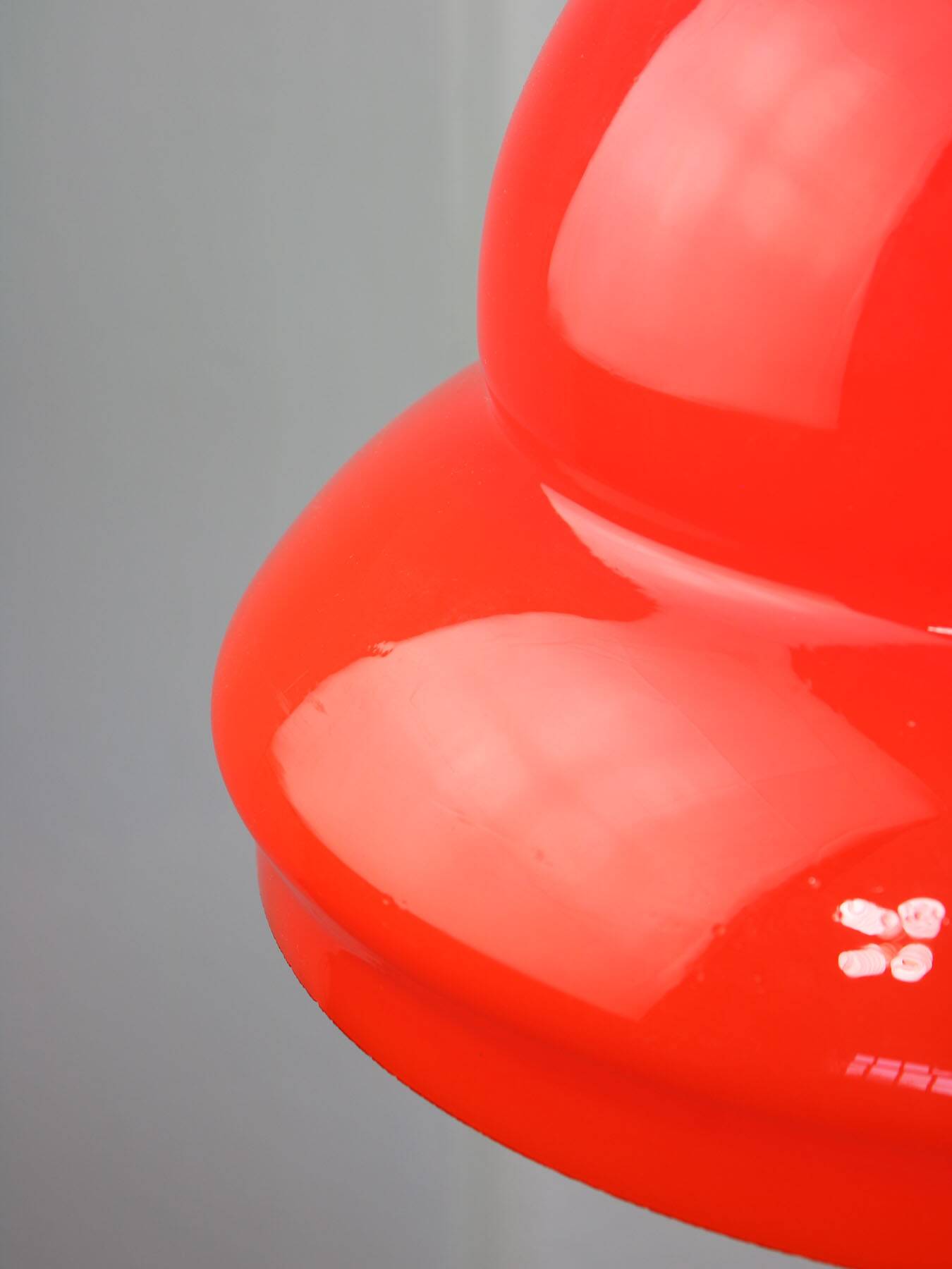 Mid-century italian red glass & brass pendant lamp