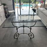 Roche Bobois glass and steel dining table and 6 chairs