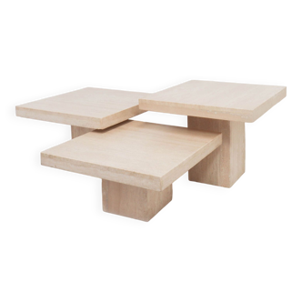 A set of 3 vintage Italian travertine nesting tables