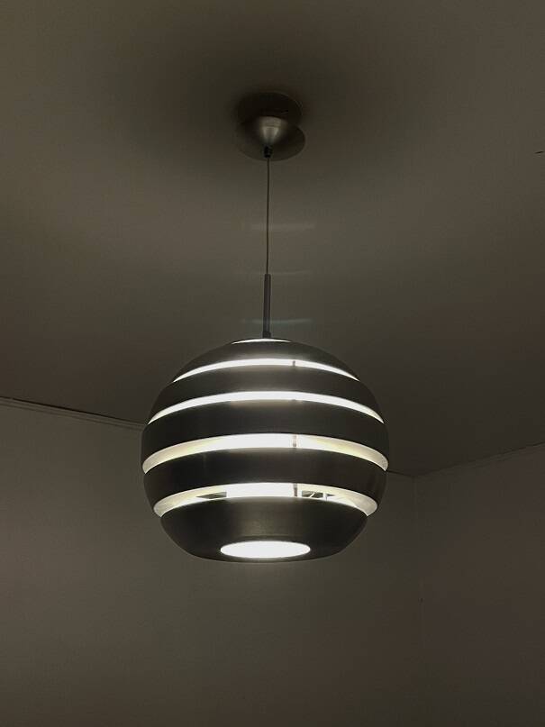 Brushed aluminum ball pendant light