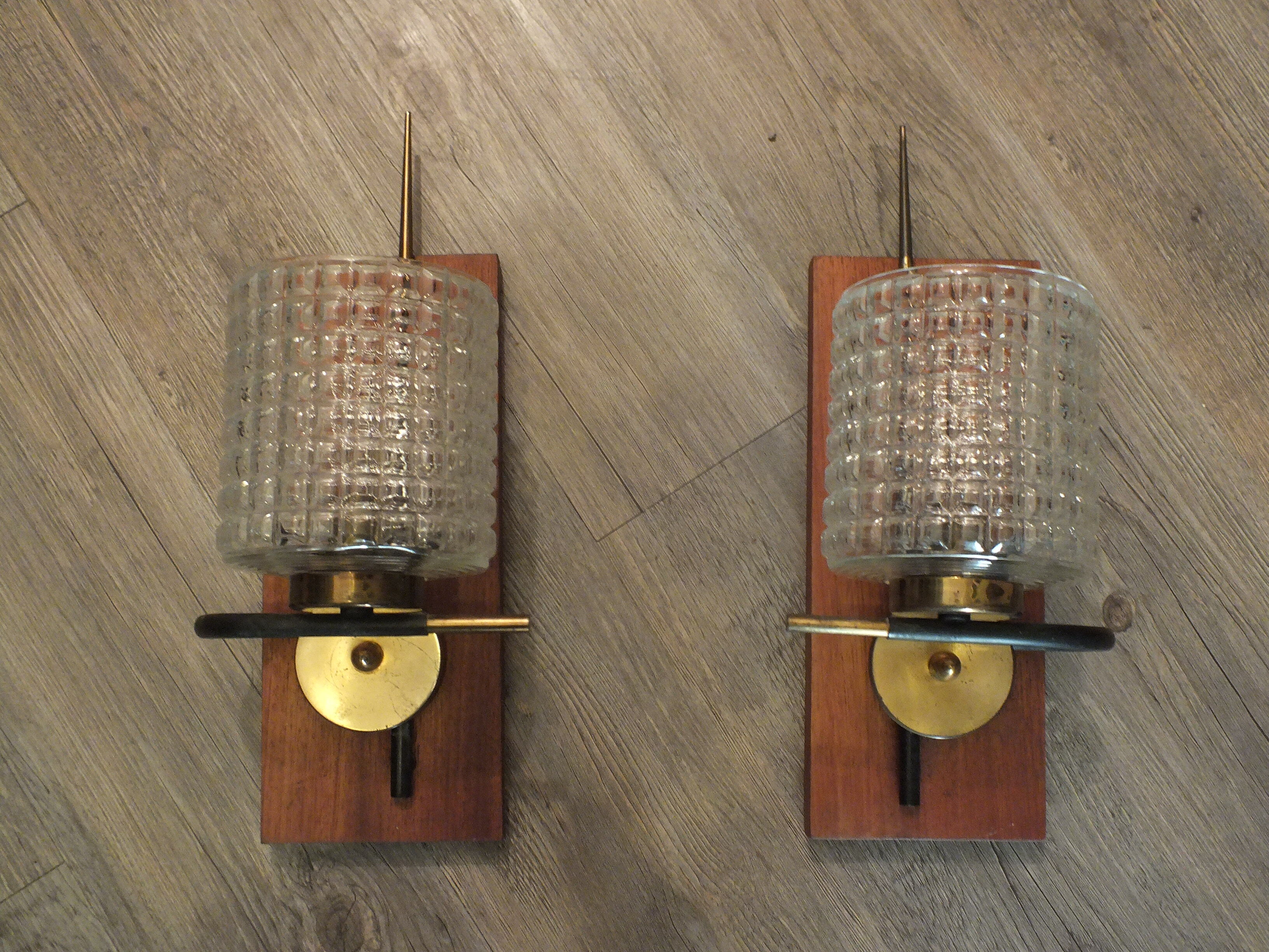 Paire d'appliques vintage années 50 Arlus style scandinave