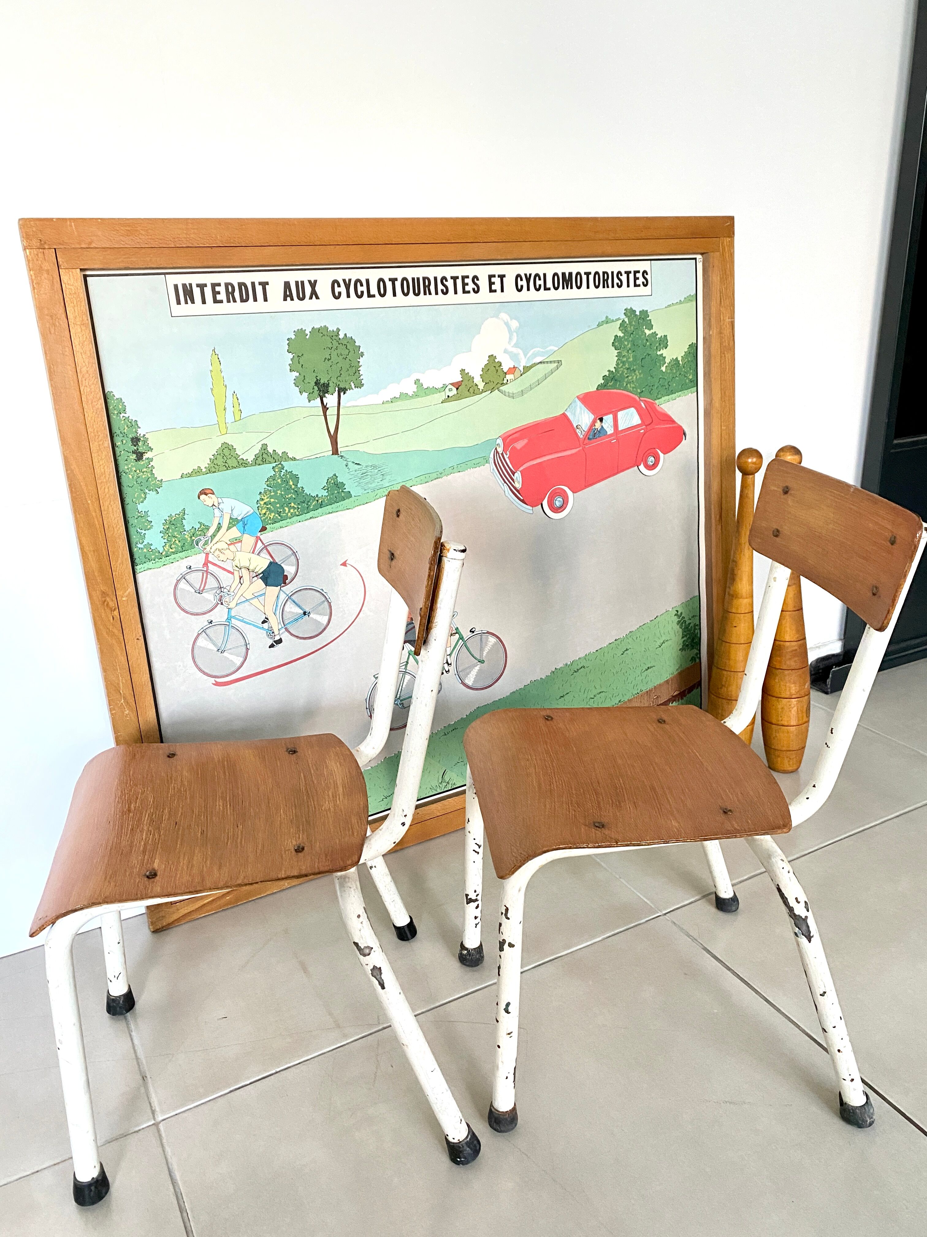 Pair of vintage school chairs
