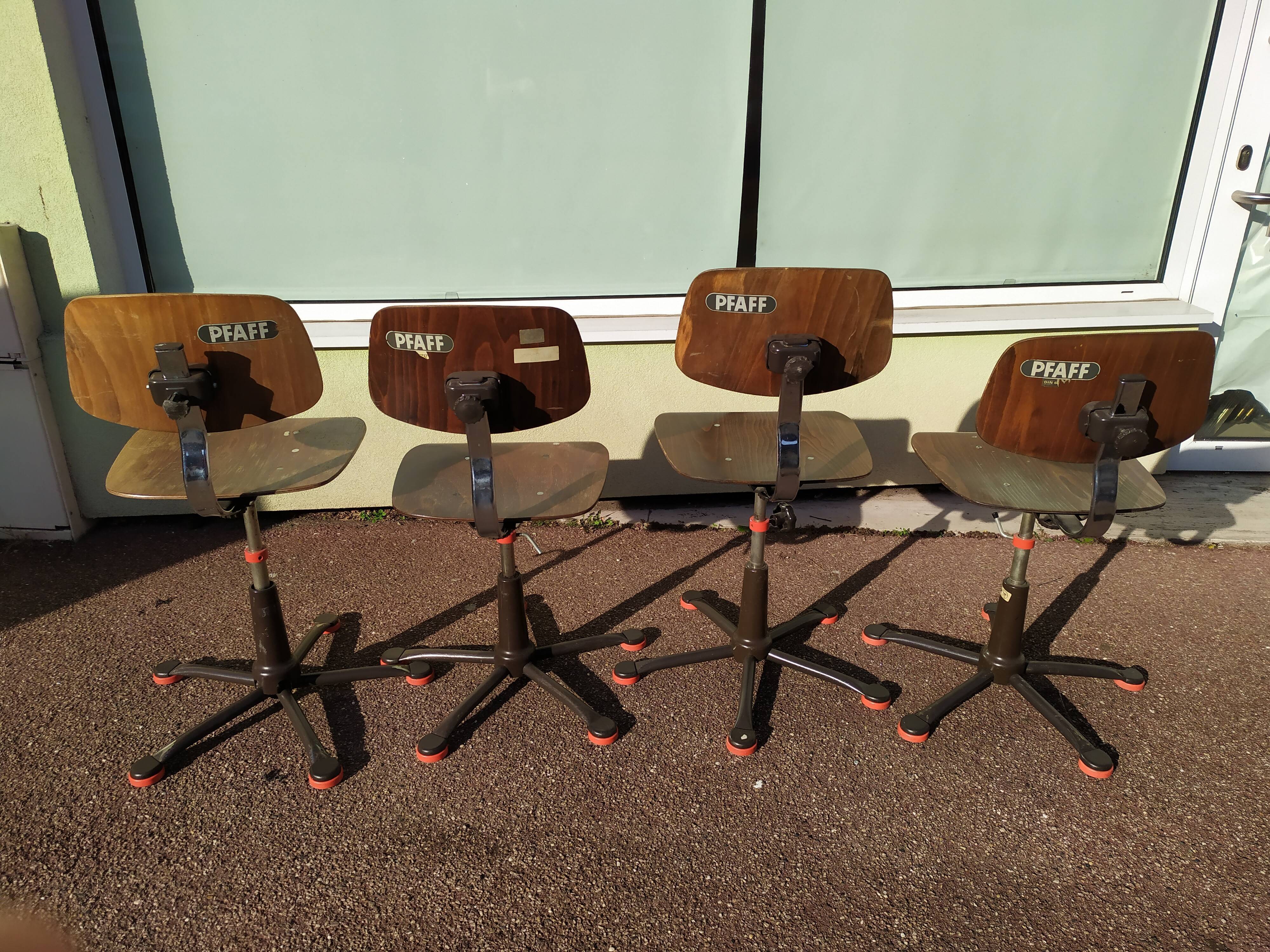 Set of 6 adjustable workshop pfaff chairs swivel sewing