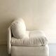 Italian off-white chenille armchair with a wooden base, 1970s design.