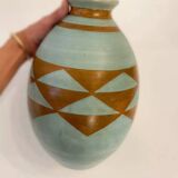 Boch Frères Keramis, Large Art-Deco Vase, Geometric Pattern.