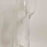 Chiseled crystal pitcher with floral decor 1950s Height 34 cm